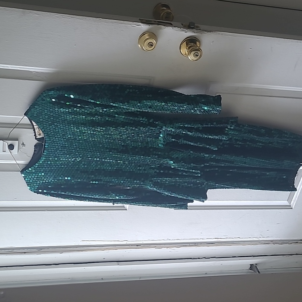 Vintage green sequin peplum dress
